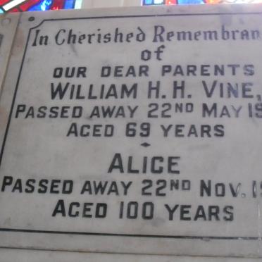 VINE William H.H. -1937 &amp; Alice -1971