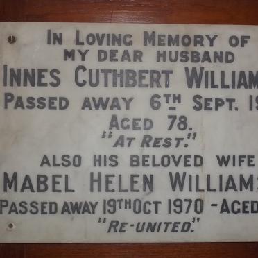 WILLIAMSON Innes Cuthbert -1953 &amp; Mabel Helen -1970