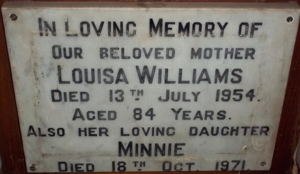 WILLIAMS Louisa -1954 :: WILLIAMS Minnie -1971