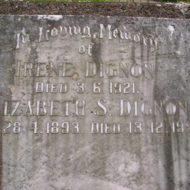 DIGNON Irene -1921 :: DIGNON Elizabeth S. 1893-1959