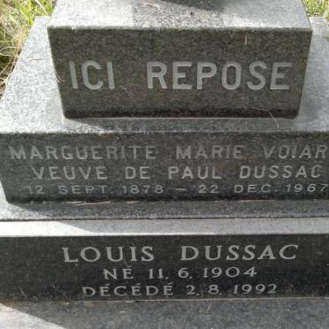 DUSSAC Marguerite Marie Voiart Veuve De Paul 1878-1967 :: DUSSAC Louis 1904-1992