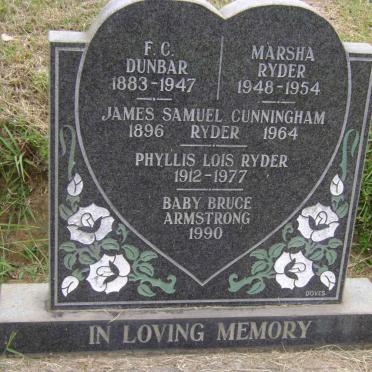 DUNBAR F.C. 1883-1947 :: RYDER Marsha 1948-1954 :: RYDER James Samuel Cunningham 1896-1964 :: RYDER Phyllis Lois 1912-1977