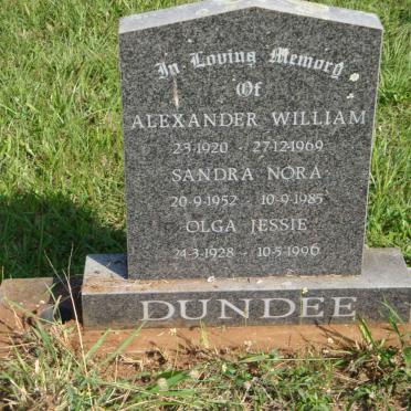 DUNDEE Alexander William 1920-1969 :: DUNDEE Sandra Nora 1952-1985 :: DUNDEE Olga Jessie 1928-1996