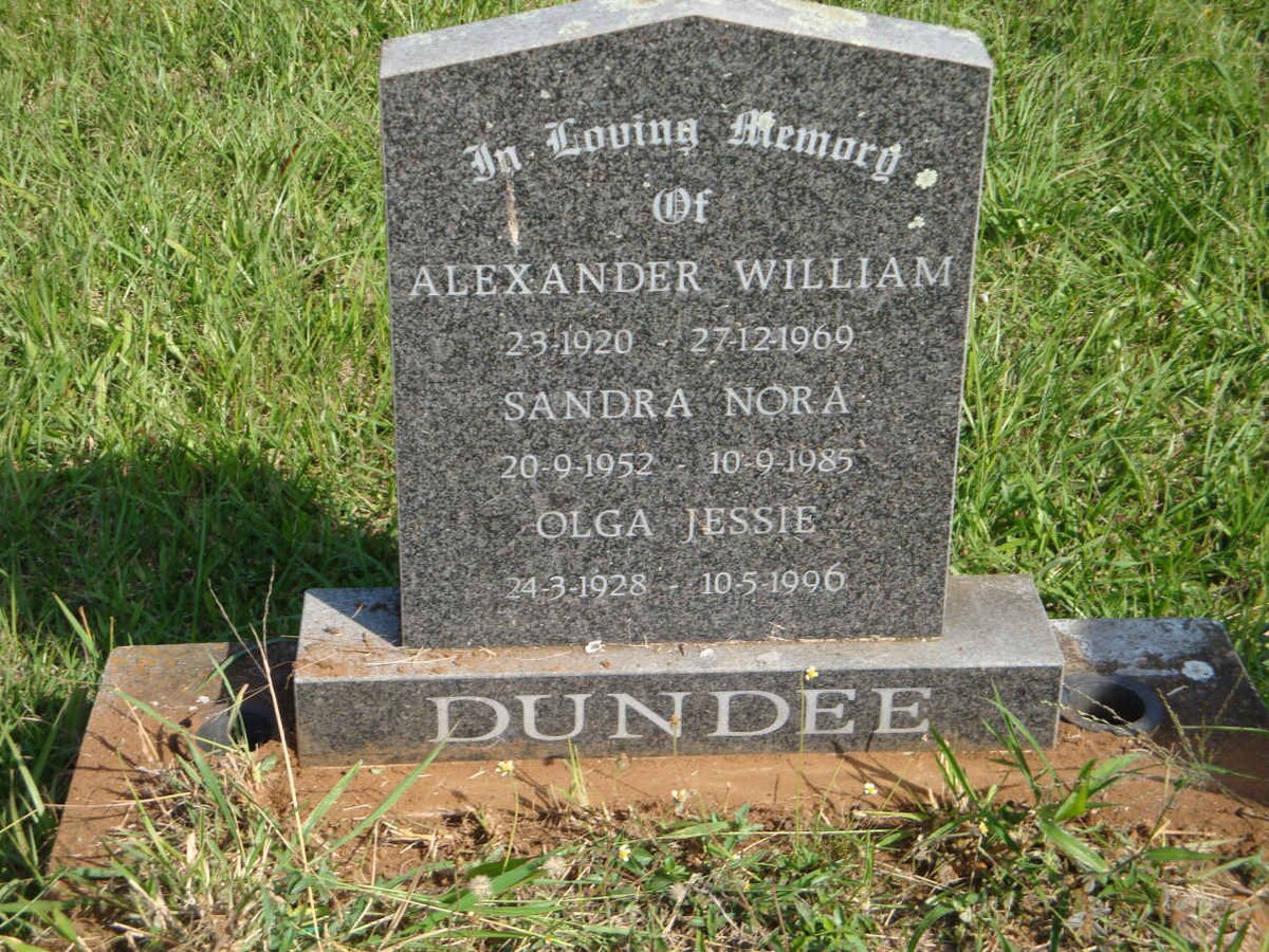 DUNDEE Alexander William 1920-1969 :: DUNDEE Sandra Nora 1952-1985 :: DUNDEE Olga Jessie 1928-1996