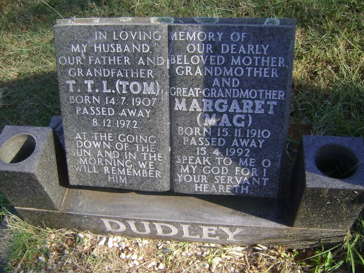 DUDLEY T.T.L. 1907-1972 &amp; Margaret 1910-1992