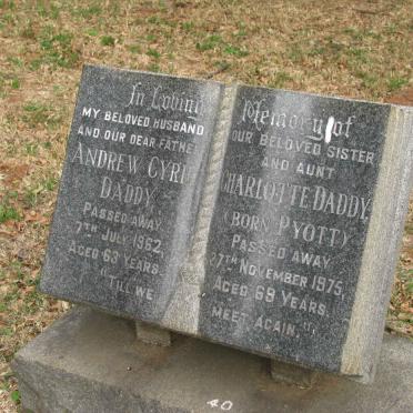 DADDY Andrew Cyril -1962 :: DADDY Charlotte nee PYOTT -1975