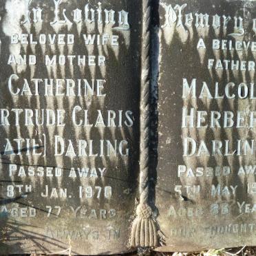 DARLING Malcolm Herbert -1973 &amp; Catherine Gertrude Claris -1976