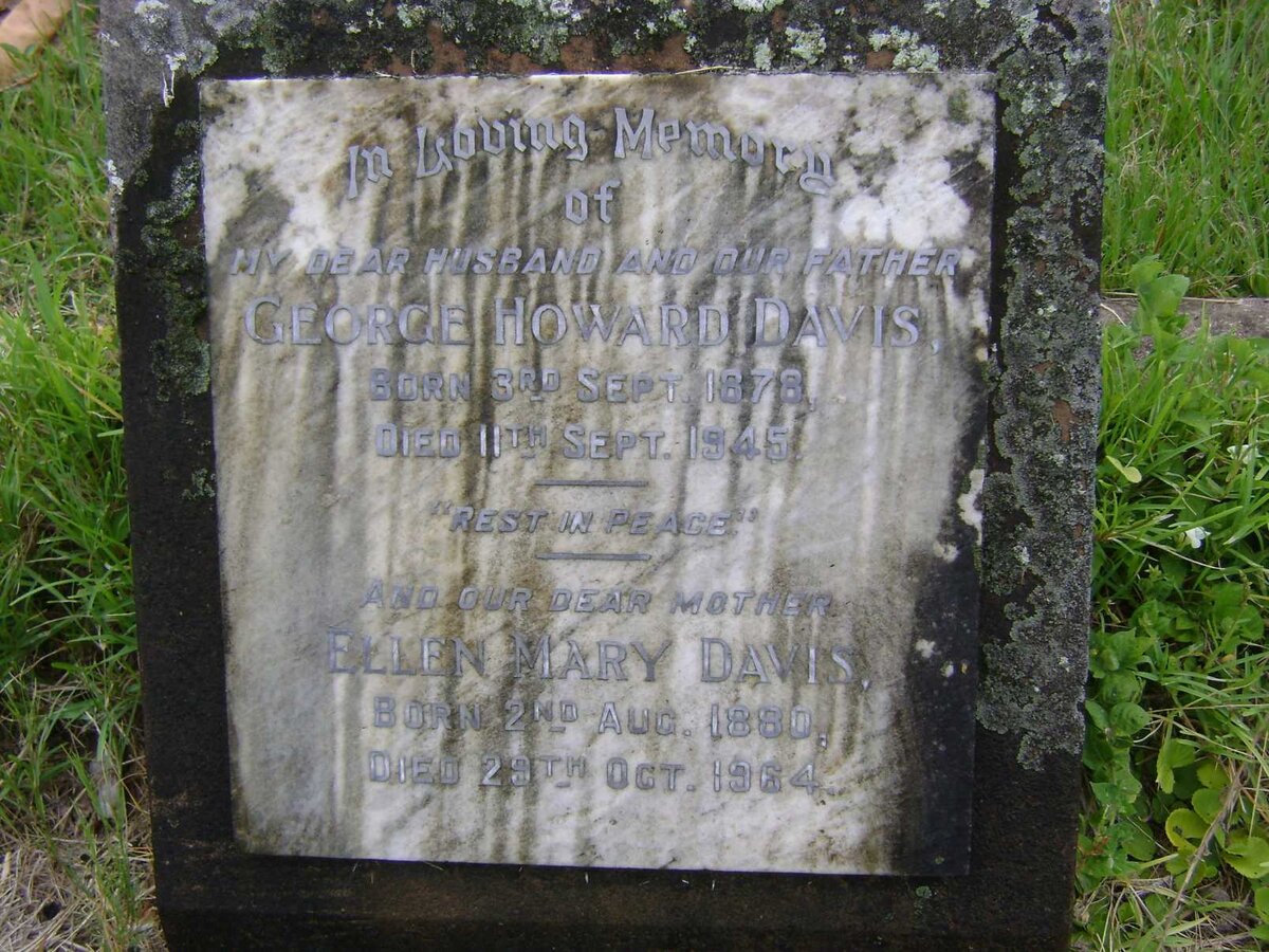 DAVIS George Howard 1878-1945 &amp; Ellen Mary 1880-1964