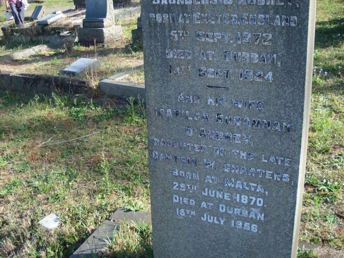 D'AUBREY Robert Gaston Saunders 1872-1924 &amp; Matilda Susannah 1870-1956