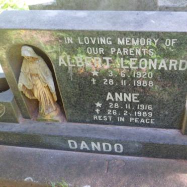 DANDO Albert Leonard 1920-1988 &amp; Anne 1916-1989