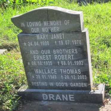 DRANE Mary Janet 1908-1978 :: DRANE Ernest Robert 1935-1992 :: DRANE Wallace Thomas 1949-2003