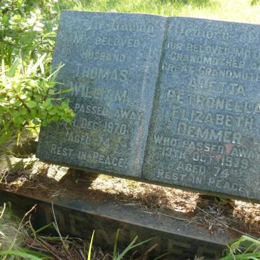 DEMMER Thomas William -1970 &amp; Alletta Petronella Elizabeth -1979