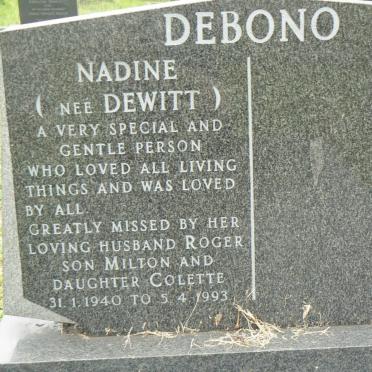 DEBONO Nadine nee DEWITT 1940-1993