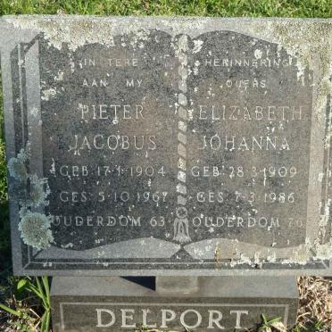 DELPORT Pieter Jacobus 1904-1967 &amp; Elizabeth Johanna 1909-1986