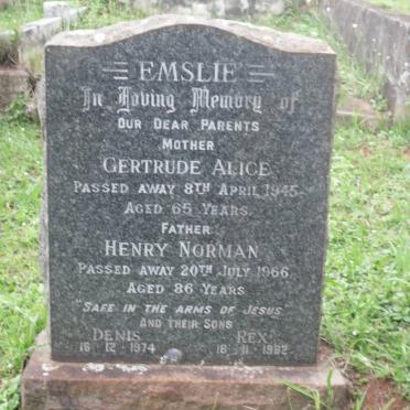 EMSLIE Henry Norman -1966 &amp; Gertrude Alice -1945 :: EMSLIE Denis -1974 :: EMSLIE Rex -1982