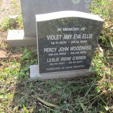 ELLIS Violet Amy Eva 1876-1958 :: WOODIWISS Percy John 1902-1979 :: O'BRIEN Leslie Irene 1931-2017