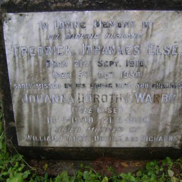 ELSE Frederick Johannes 1910-1950 :: WARBY Johanna Dorothy nee ELSE 1940-1980