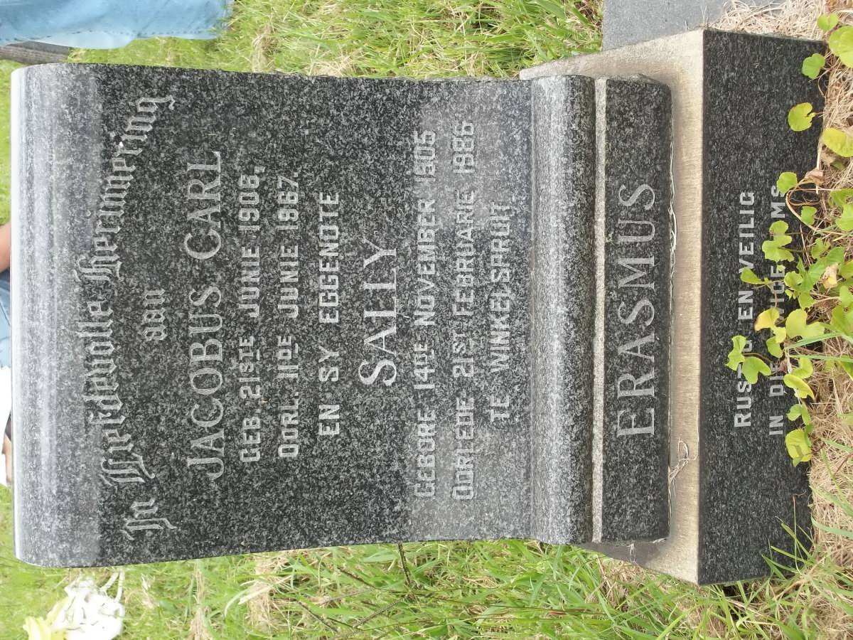 ERASMUS Jacobus Carl 1906-1967 &amp; Sally 1905-1986