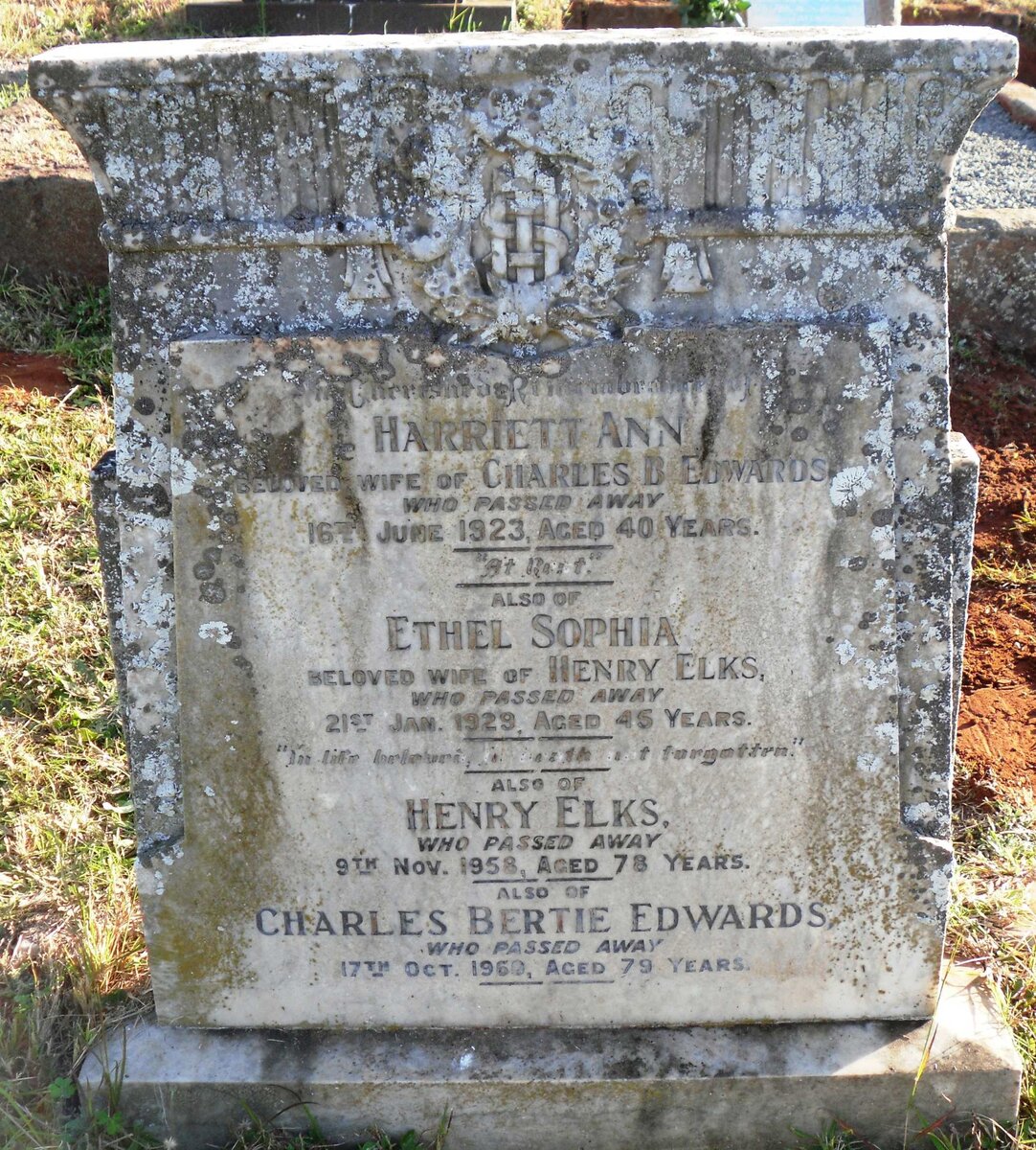 EDWARDS Charles Bertie -1960 &amp; Harriett Ann -1923 :: ELKS Henry -1958 &amp; Ethel Sophia -1929