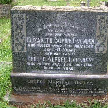 EVENDEN Phillip Alfred -1956 &amp; Elizabeth Sophie -1946 :: BAYLEY Ernest Marshall -1950