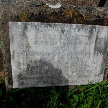 EVERITT Cecil -1957 &amp; Sarah Alice Muriel -1980