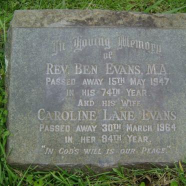 EVANS Ben -1947 &amp; Caroline Lane -1964