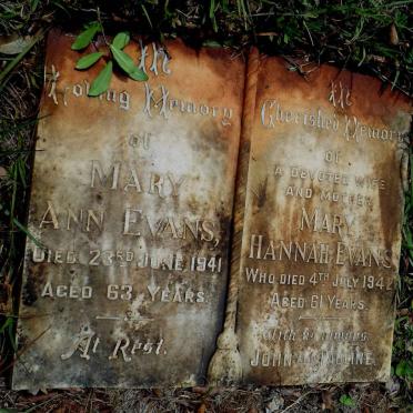 EVANS John -1946 &amp; Mary Hannah - 1942 :: EVANS Mary Ann -1941