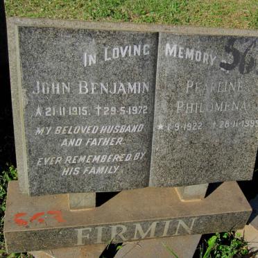 FIRMIN John Benjamin 1915-1972 &amp; Pearline Philomena 1922-1999