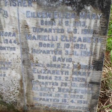 FISHER Eileen Eliza Mary 1913-1913 :: FISHER Marielli Elizabeth 1921-1921 :: FISHER David -1925
