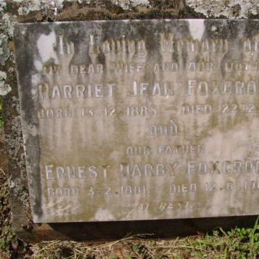 FOXCROFT Ernest Darby 1881-1968 &amp; Harriet Jean 1885-1959