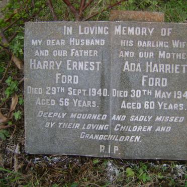 FORD Harry Ernest -1940 &amp; Ada Harriet -1949