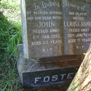 FOSTER John -1952 &amp; Louisa Annie -1974