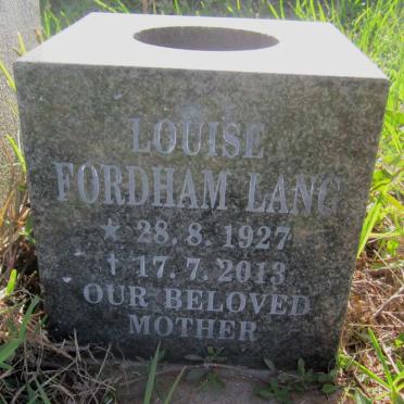 LANG Louise formerly FORDHAM 1927-2013