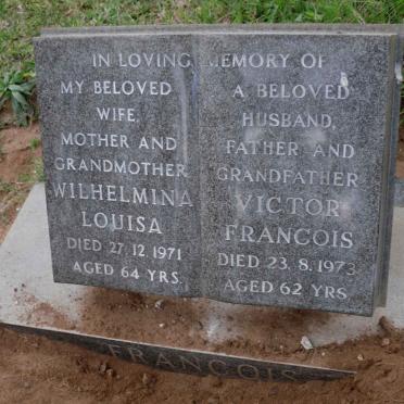 FRANCOIS Victor -1973 &amp; Wilhelmina Louisa -1971