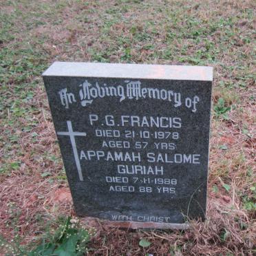 FRANCIS P.G. -1978 :: GURIAH Appamah Salome -1988