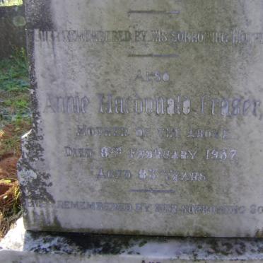 FRASER Annie Macdonald -1937 :: FRASER David Macdonald -1923 :: FRASER James Macdonald -1941