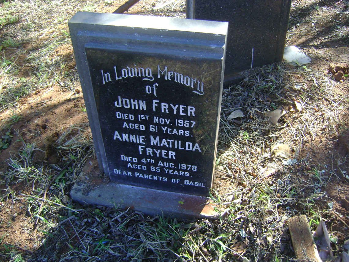 FRYER John -1957 &amp; Annie Matilda -1978
