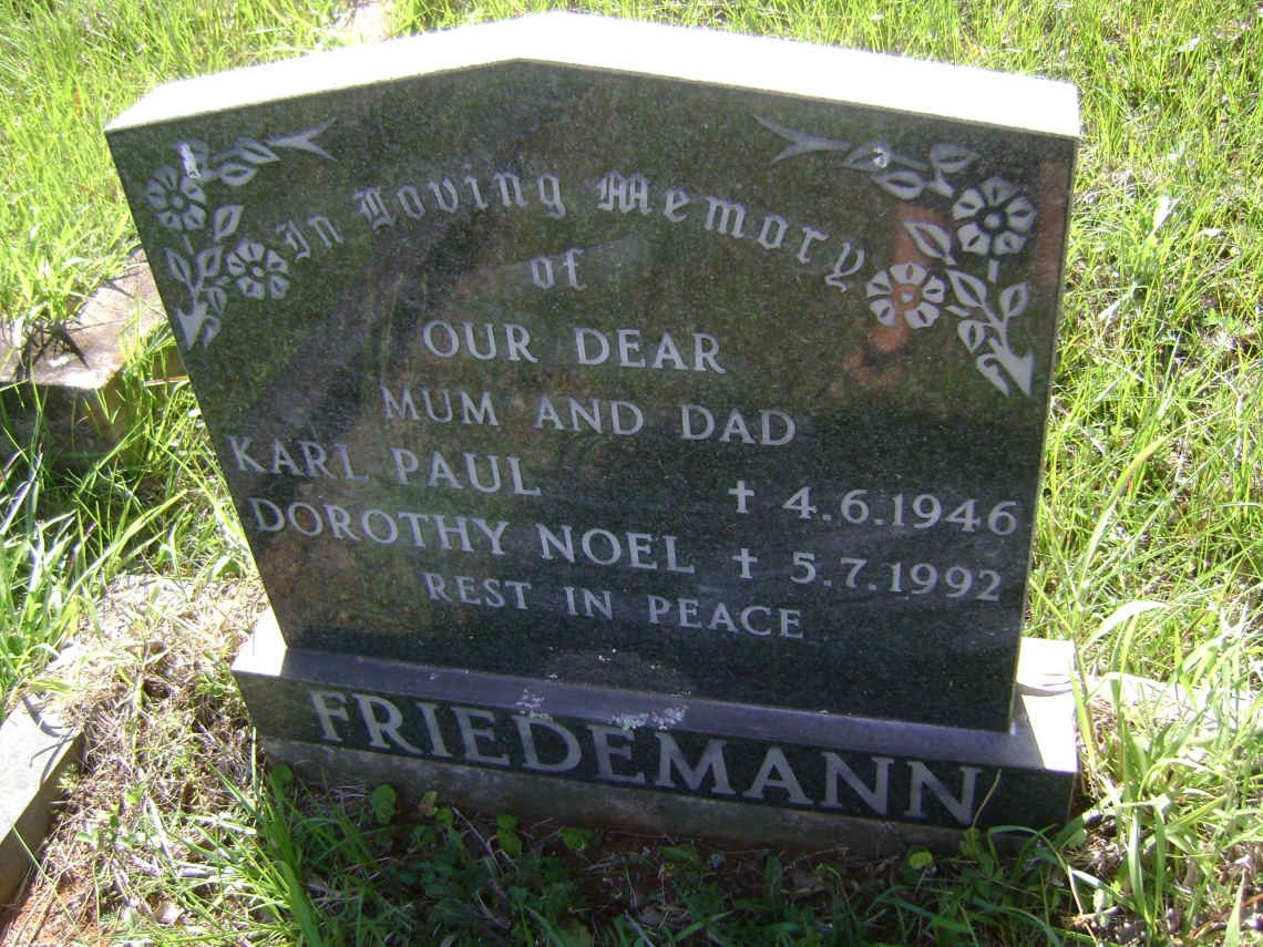 FRIEDEMANN Karl Paul -1946 &amp; Dorothy Noel -1992