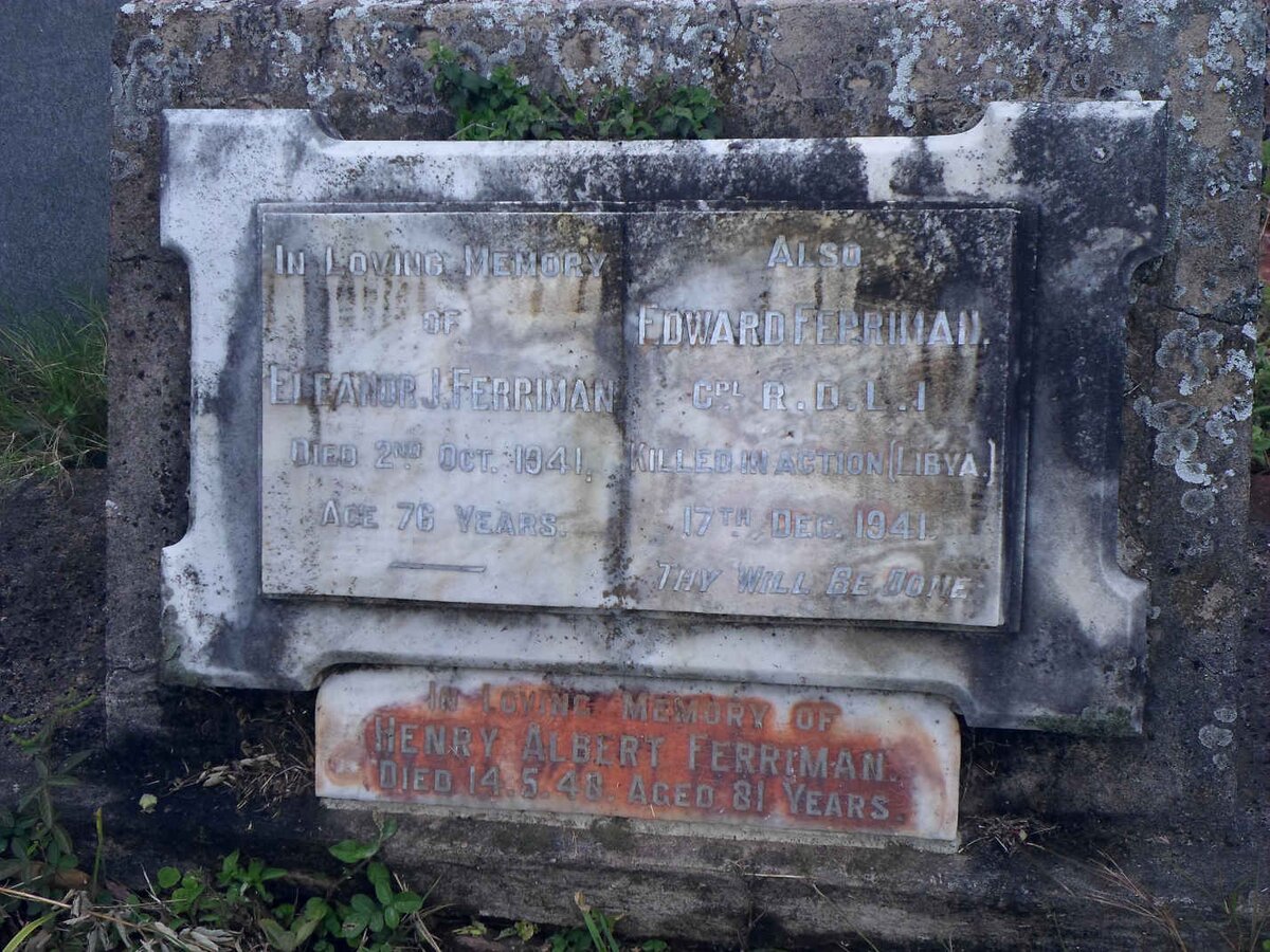 FERRIMAN Henry Albert -1948 :: FERRIMAN Eleanor J. -1941 :: FERRIMAN Edward -1941