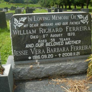 FERREIRA William Richard -1970 &amp; Jessie Vera Barbara 1916-2008