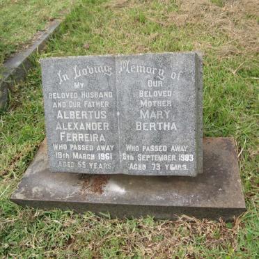 FERREIRA Albertus Alexander -1961 &amp; Mary Bertha -1983