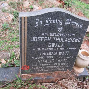 GWALA Joseph Thulasizwe 1958-1982 :: WATI Thomas 1938-1974 :: WATI Vitalis 1951-1952