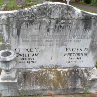 GWILLIAM Margaret Elizabeth -1941 :: GWILLIAM George T. -1953 :: PRETORIUS Evelyn D. -1989