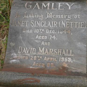 GAMLEY David Marshall -1953 &amp; Janet Sinclair -1944