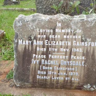 GAINSFORD Mary Ann Elizabeth -1943 :: DRYSDALE Ivy Rachel nee GAINSFORD -1979