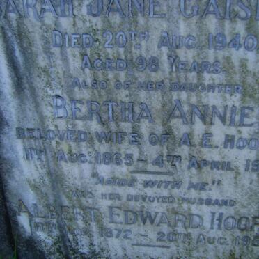 GAISFORD Sarah Jane -1940 :: HOOPER Albert Edward 1872-1959 &amp; Bertha Annie 1865-1949