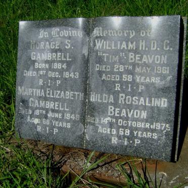 GAMBRELL Horace S. 1884-1943 &amp; Martha Elizabeth -1949 :: BEAVON William H.D.C. -1961 &amp; Hilda Rosalind -1975