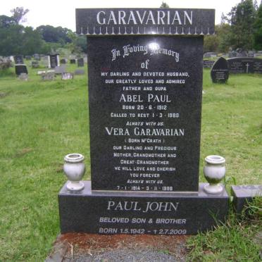 GARAVARIAN Abel Paul 1912-1980 &amp; Vera McGRATH 1914-1998 :: GARAVARIAN Paul John 1942-2009