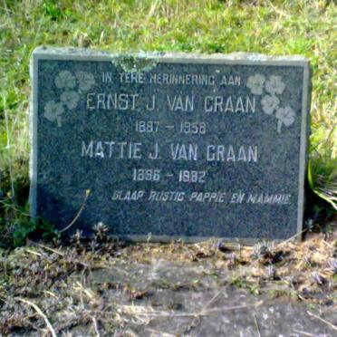 GRAAN Ernst J., van 1887-1958 &amp; Mattie J. 1896-1982 