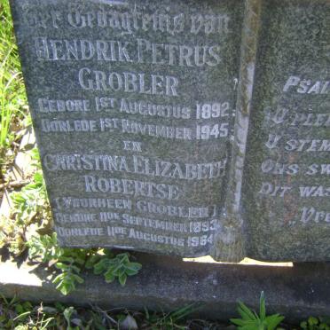 GROBLER Hendrik Petrus 1892-1945 &amp; Christina Elizabeth ROBERTSE 1893-1964